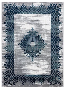 Koberec CORE W9797 rám, rozeta, modro / šedý