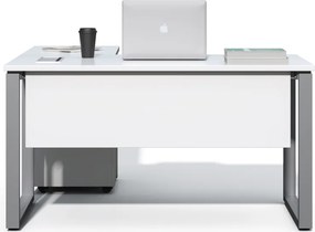 Rohový kancelársky stôl s kontajnerom Houseland Prime Home 01 140 cm biely