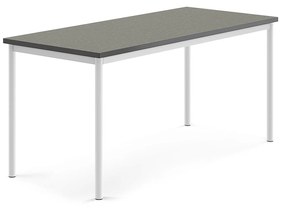 Stôl SONITUS, 1600x700x720 mm, linoleum - tmavošedá, biela