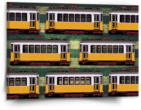 Sablio Obraz Lisabonské historické tramvaje Zelený Pattern - 150x110 cm