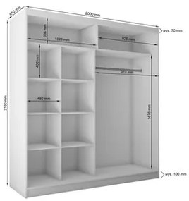 Kvalitná šatníková skriňa Celeste 200 cm Dub artisan