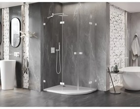 Mexen Lunar, polkruhový sprchový kút naklápací doľava 100 x 90 cm, 8mm číre sklo, biely profil, 833-100L-090P-20-00