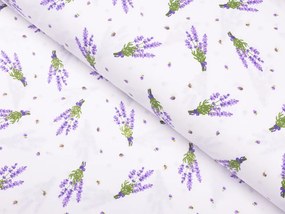Biante Bavlnené posteľné obliečky Sandra SA-301 Malé zväzky levandúľ na bielom Predĺžené 140x220 a 70x90 cm