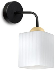 Nástenné svietidlo Riffle Square, 1x biele sklenené tienidlo, b/g