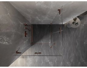 Mexen Lunar-F Duo, skladací sprchový kút 100 x 100 cm, 8mm číre sklo, profil ružové zlato, 836-100L-100P-60-00