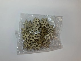 DECOLED Drevená dekorácia snehová vločka, 2 cm, 50 ks v balení