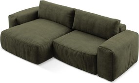 Zelená ženilková rozkladacia rohová pohovka (ľavý roh/s leňoškou) Kuki – Makamii