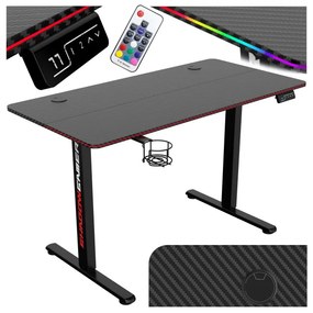 Herný stôl s LED osvetlením SHADOW GAMER 2.0 elektrický, čierny