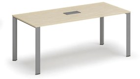 Stôl INFINITY 1800 x 900 x 750, breza + stolová zásuvka TYP IV, strieborná