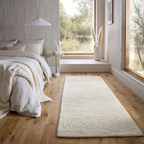 Slonovinový ručne tkaný vlnený behúň 80x230 cm Harris Boucle – Flair Rugs
