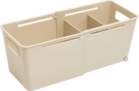5Five® Úložný kôš EXTENS - M, béžový, nastaviteľný, s kolieskami, 27-38,5 × 15 × 15 cm