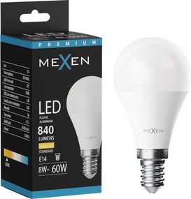 Mexen Nova, LED žiarovka E14, G45, 8W, teplá - 3000K, 840 lm - L101-E14-0830-01