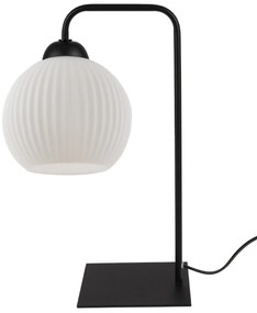 Stolná lampa Riffle Round, 1x biele sklenené tienidlo
