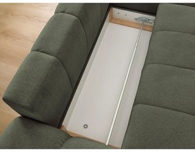 Zelená ženilková rozkladacia/s úložným priestorom rohová pohovka (pravý roh/s leňoškou) Everest – Bobochic Paris