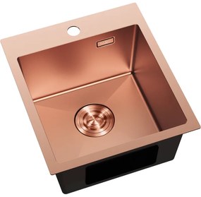 Mexen Solix, 1-komorový nerezový drez 400 x 450 mm, brúsená meď, 6401401000-65