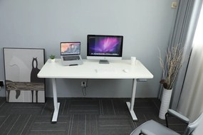 Výškovo nastaviteľný elektrický stôl BestBerg BBAT-16WW / rozmer 160x80 cm / výška 85-130 cm / biely