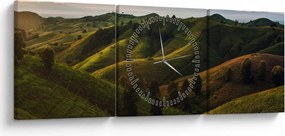 Obraz - Výhľad na thajské kopčeky (s hodinami) (90x30 cm)