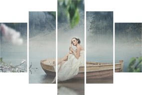 Obraz - Žena na loďke (150x105 cm)