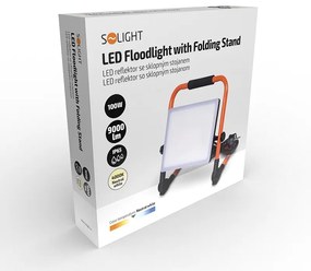 SOLIGHT LED prenosný reflektor 100W/230V/4000K/9000Lm/IP65, sklopný stojan