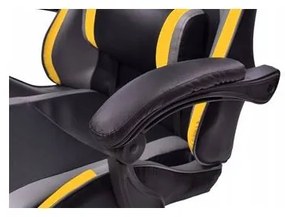 GAMING Herná stolička šedo-čierno-žltá + PODLOŽKA