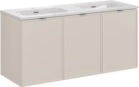 Comad Kúpeľňová skrinka s keramickým dvojumývadlom Bella Cashmere 120 cm - kašmír