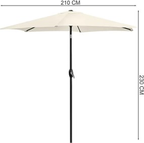 Skladací slnečník s naklápaním - 210 cm sivá