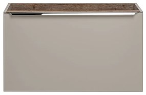 Kúpeľňová zostava SantaFe s doskou, umývadlami, zrkadlami a skrinkami 180 cm sivo-hnedá/dub santa fe retro