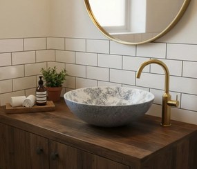 Rea Juliana, umývadlo na dosku 400x400x115 mm, biela-modrá so vzorom, REA-U3608