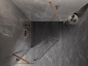 Mexen Lunar, päťuholníkový sprchový kút s ľavým sklonom 80 x 90 cm, 8mm číre sklo, profil medená matná, 831-080L-090P-65-00-L