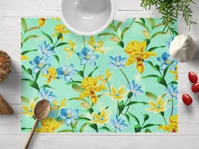 Biante Teflónové prestieranie na stôl TF-082 Žlto-modré ľalie na mintovom 30x40 cm