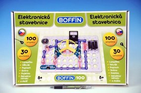 Stavebnice Boffin 100 elektronická 100 projektů na baterie 30ks v krabici 38x25x5cm