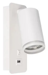 Nástenné bodové svietidlo s USB nabíjačkou 1xGU10/35W/230V biela