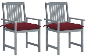 Záhradné stoličky s podložkami 2 ks, sivé, akáciový masív 3061269