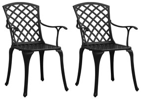 Záhradné stoličky 2 ks odlievaný hliník čierne