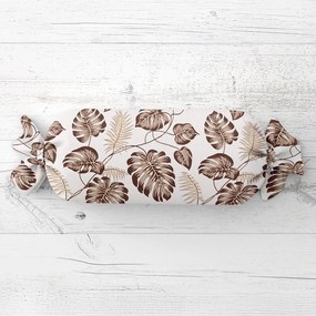 Biante Vankúš valec bonbon Sandra SA-498 Hnedé listy monstery na bielom 15x40 cm