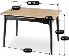 Stôl Keramický ADAMO 120-160 cm dub/čierny
