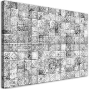 Obraz na plátně, Orientální mozaika na šedých dlaždicích - 90x60 cm