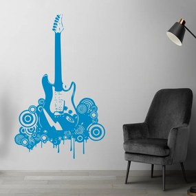Veselá Stena Samolepka Elektrofonická gitara Farba: modrá, Veľkosť: 60 x 37 cm