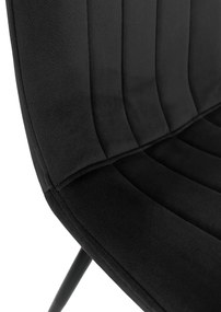 Prošívaná čalouněná sametová židle Demia černá