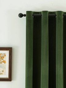Zamatové zatemňovacie závesy Cesar tmavo zelené - 140 x 250 cm (2ks) - krúžky