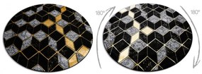 Koberec GLOSS 400B 86 kruh glamour, art deco, 3D geometrický - čierny / zlatý