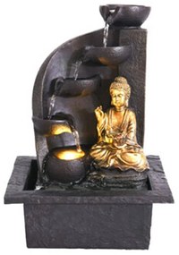 Záhradná fontána s osvetlením Budha 1, 30x21,5x18 cm, polyston, čierna