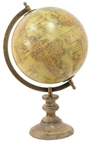 Béžový dekoratívny glóbus na drevenom podstavci Globe - 22*22*37 cm