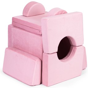 Modulárna rozkladacia pohovka pre deti veľká 2-miestna DIY 10 mäkkých vankúšov - ružová ECOTOYS