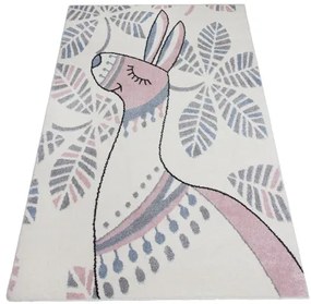 Detský koberec Kiddy LAMA / LISTY pastelový