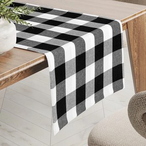 Biante Bavlnený behúň na stôl Olivia OL-004 Čierno-biela kocka veľká 20x120 cm