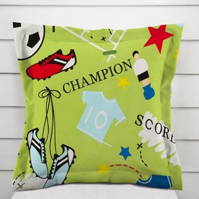 Biante Detská bavlnená obliečka na vankúš s lemom Sandra SA-645 Futbal to je hra - na zelenom 45 x 45 cm