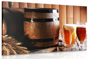 Obraz pivo s pivným súdkom - 120x80