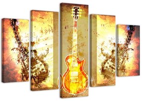 Obraz na plátně pětidílný Kytarová hudba - 100x70 cm