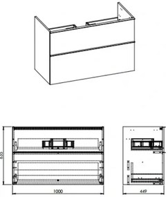 Elita Look, umývadlová skrinka 100x45x64 cm 2S PDW, biela matná, ELT-167598